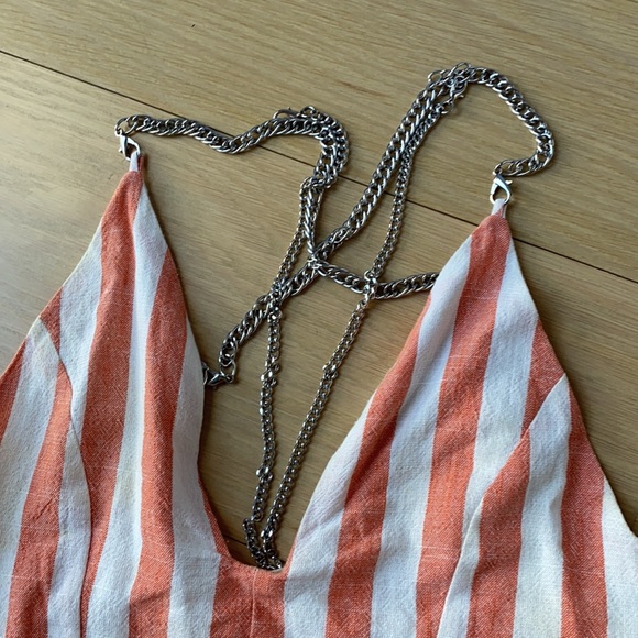 Orange and White striped Romper with chains - Picture 3 of 4